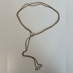 Chic Gold-Tone Y-Lariat Necklace with Double Box Chain and O-Ring Detail